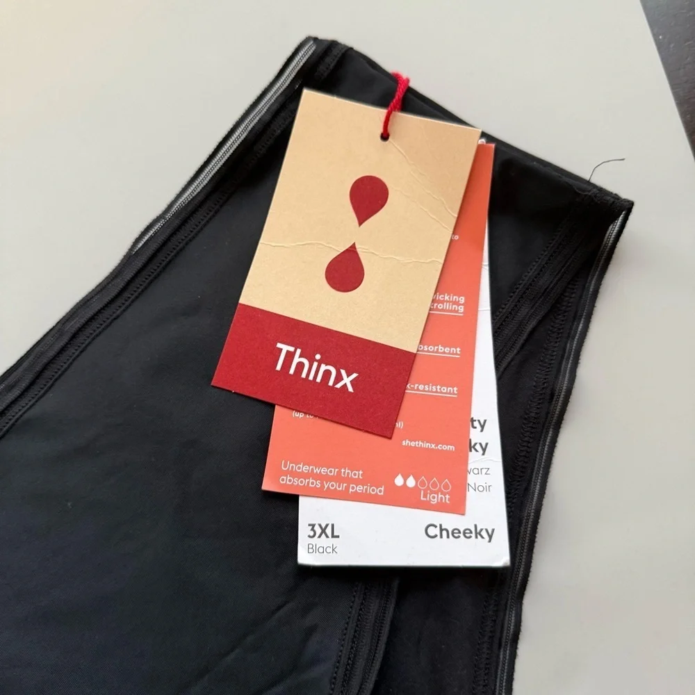 Thinx Cheeky Period Underwear Pantie Black 3XL Light Absorbency NWT - Picture 3 of 5